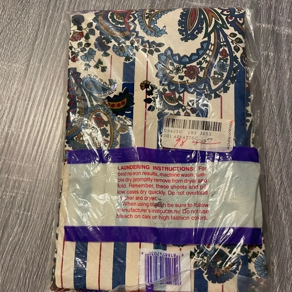 Vanguard 2 Standard Pillowcases Blue Green Paisley No-Iron Vintage NOS MCM